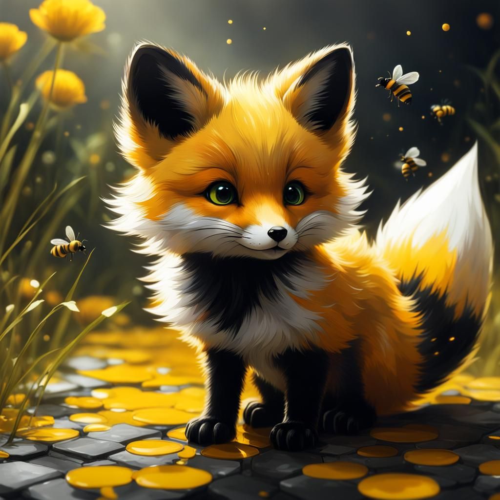 Mystical Striped Baby Fox Studio Photo