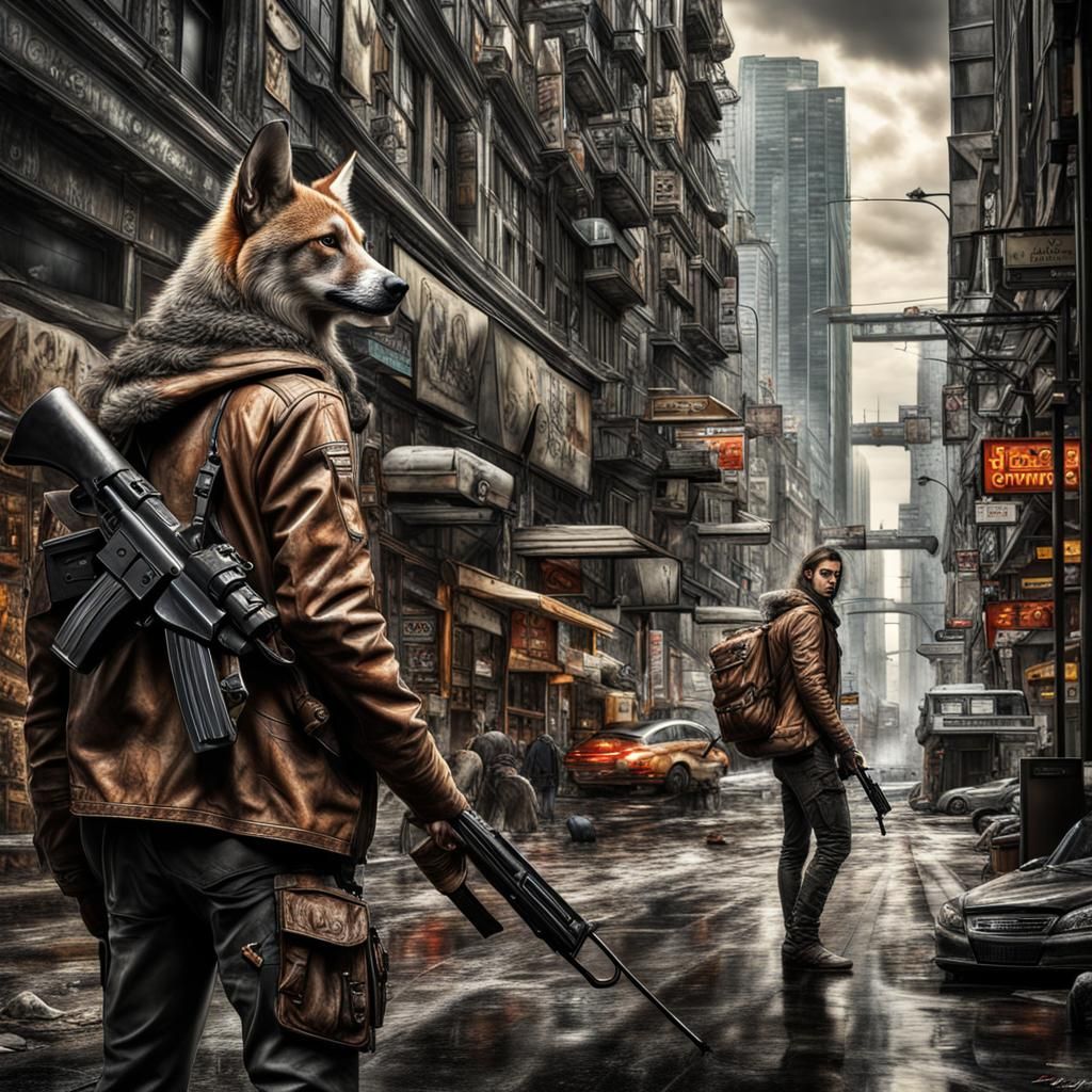 Hyperrealistic City Hunters in a Fantasy Setting