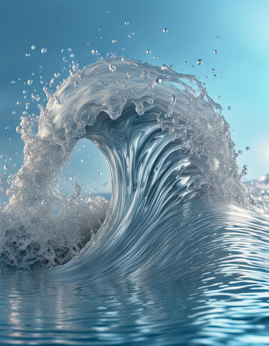 Silver Waves Splashing in Golden Hour Light