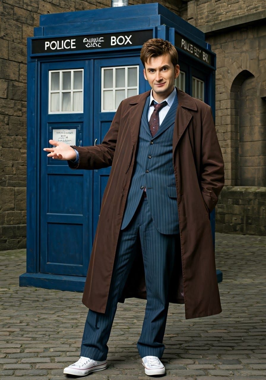 The Tenth Doctor Beckons from the TARDIS