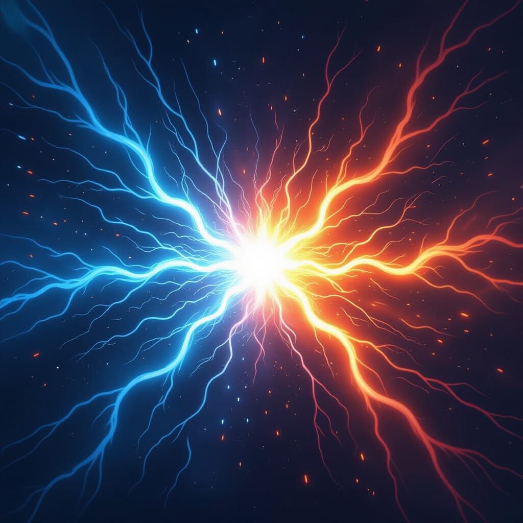 Explosive Electrical Collision in Digital Painting Style