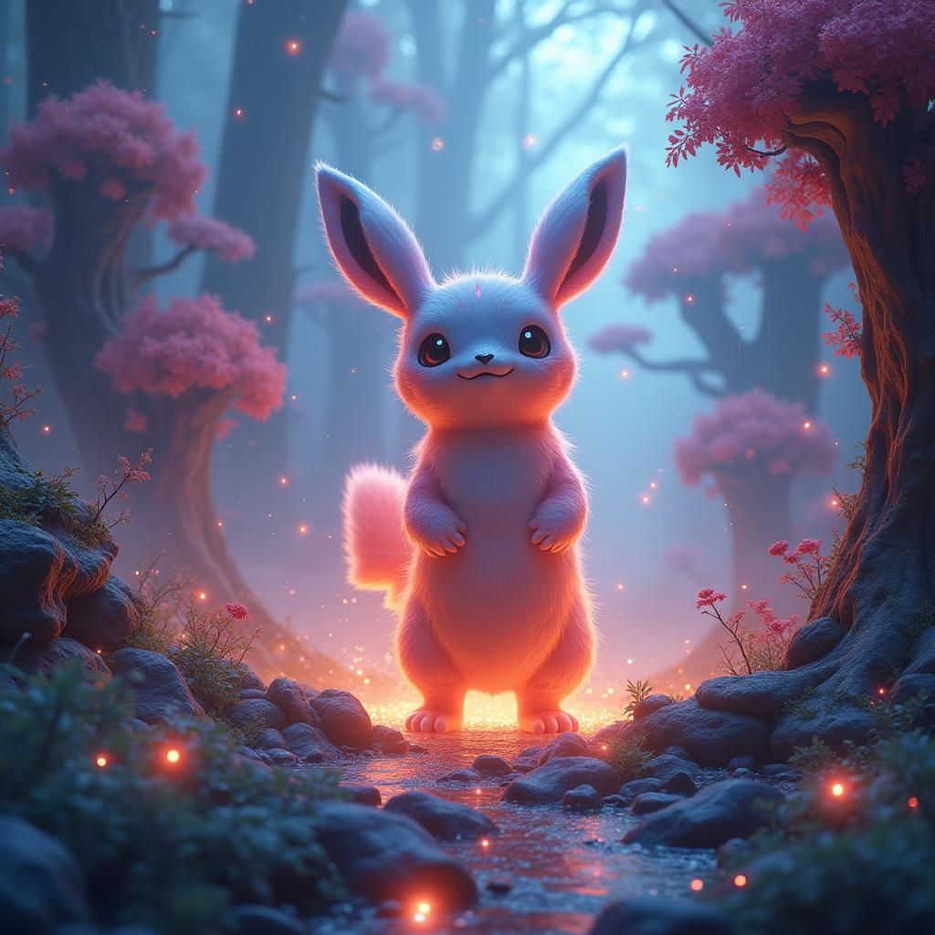 Heroic Pokémon in Surreal Fantasy Landscape