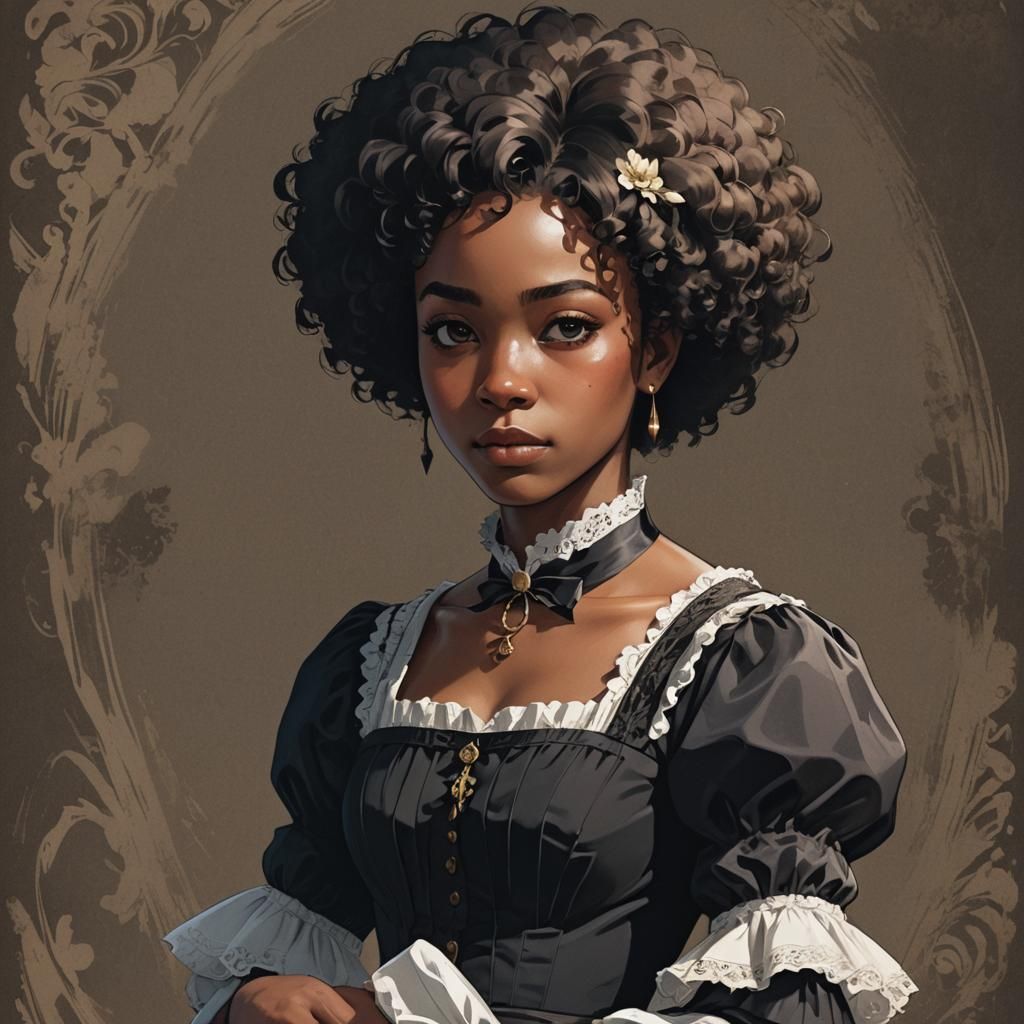 Black Woman with Afro in Manga Scan Style
