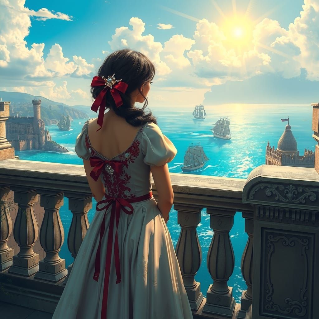 Ethereal Princess in Dreamy Medieval Landscape