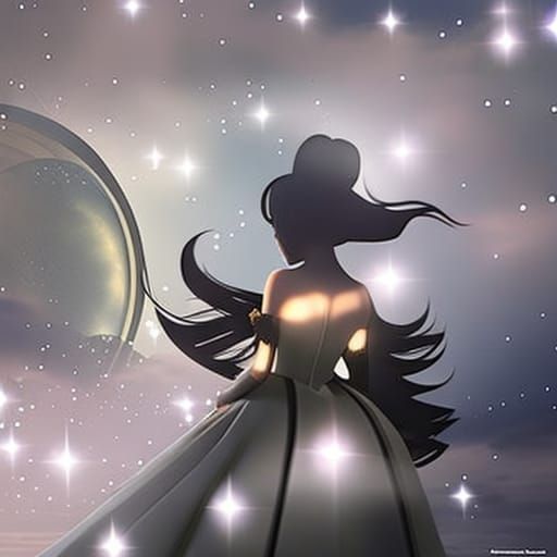 Gothic Crystal Fairy in Night Sky: 8K Concept Art