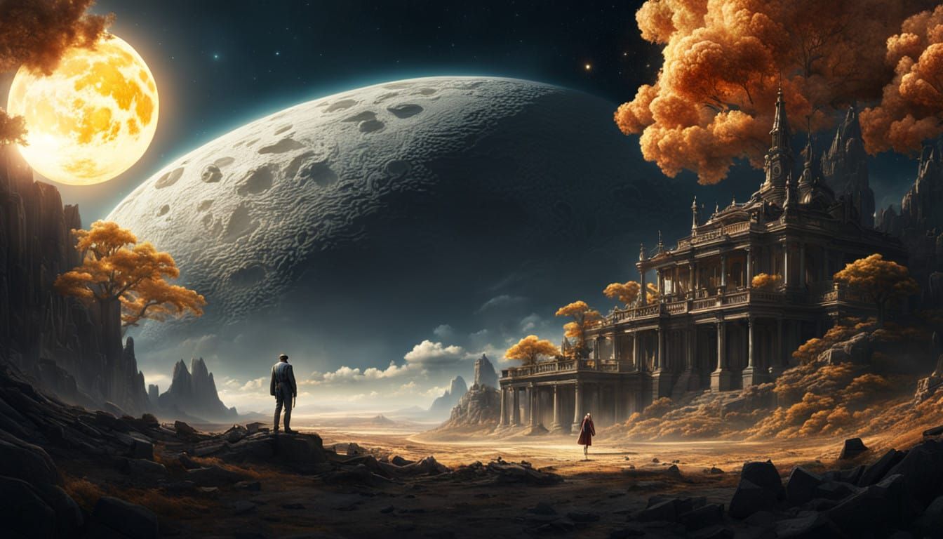 Epic Cinematic Digital Masterpiece Depicts Man in Moon, Woma...