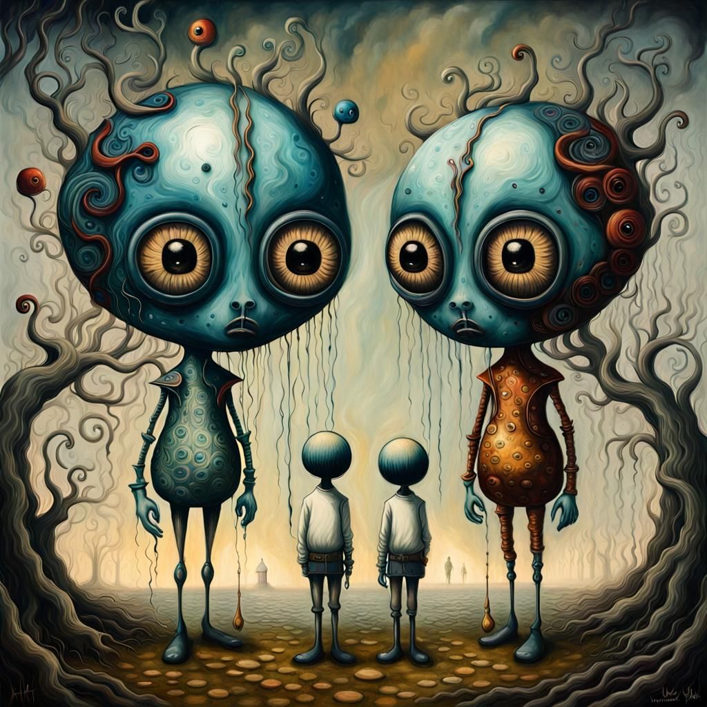 Surreal Figures in Pop Surrealist Digital Art