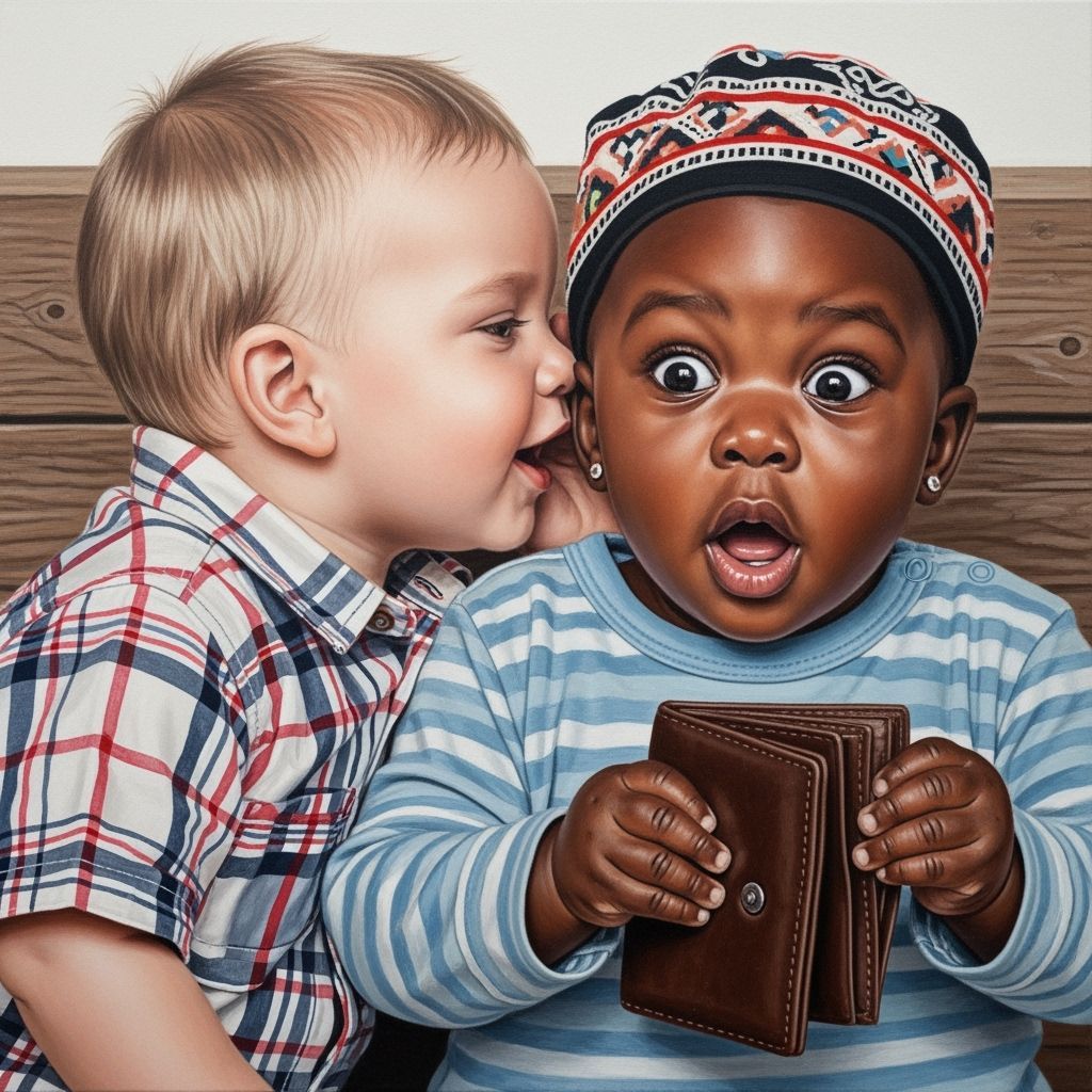 Playful Babies Share a Secret: Hyperrealistic Oil Painting