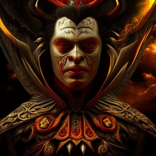 Demonic Portrait in Surreal Dark Fantasy Style