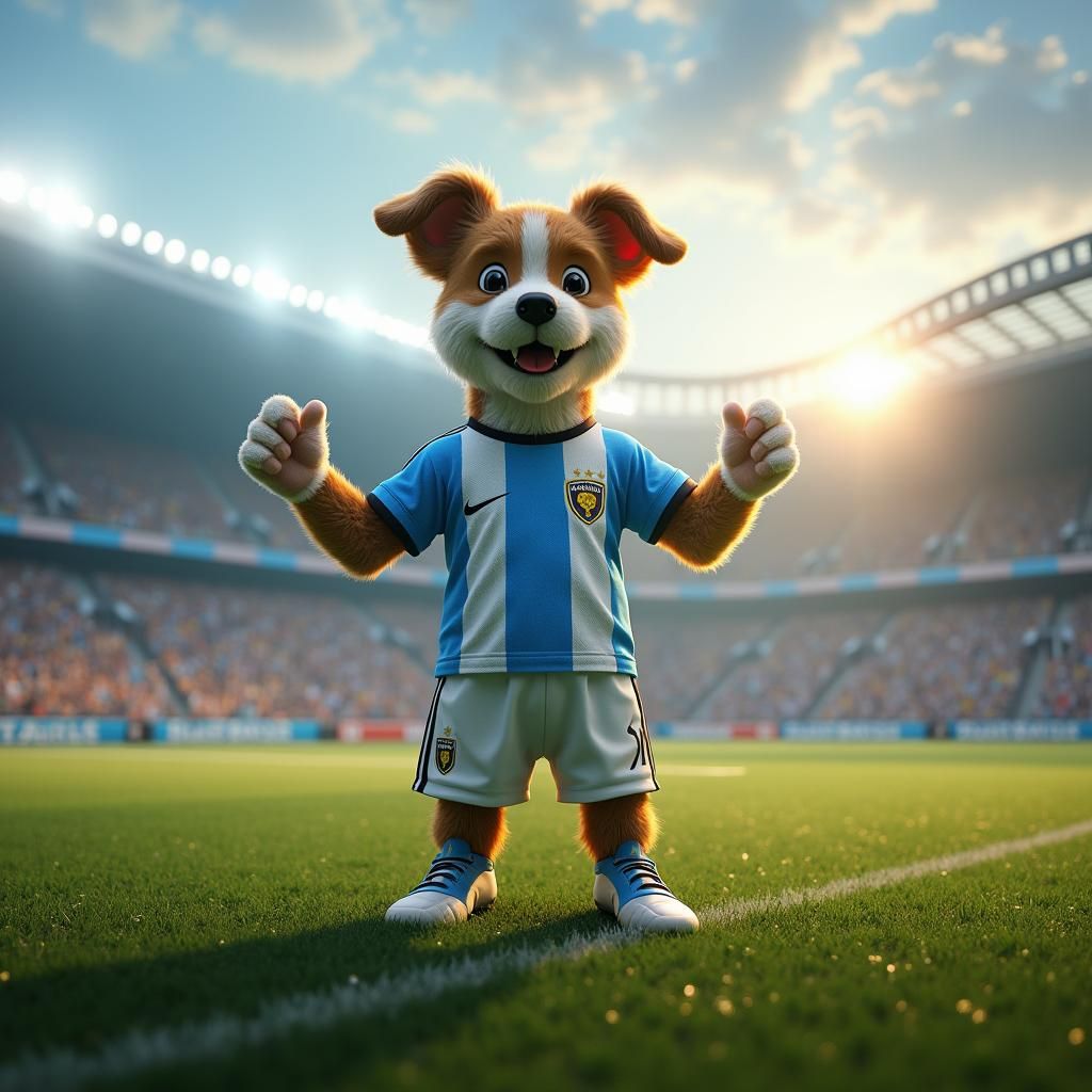 Argentine Soccer Dog in Stadium, Digital Art