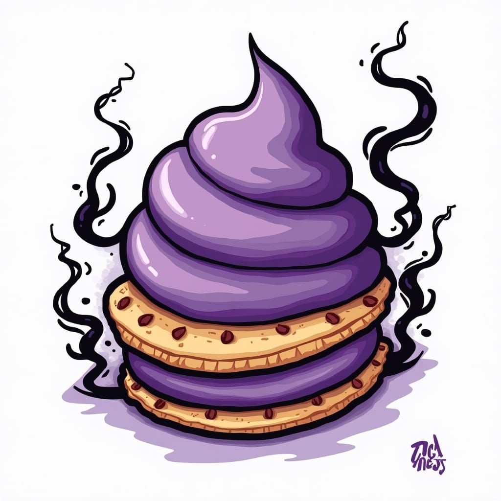 Vibrant Purple Biscotti Cookie with Ube Ice Cream in Bold Ta...