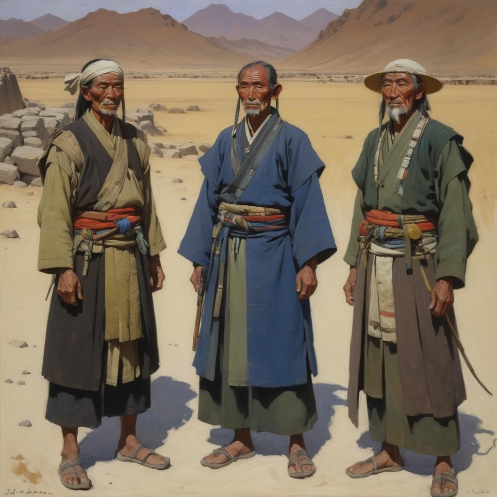 Matronymic Men of Habu-kei-Einei as Oil Painting