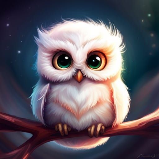 Cute Knitted Yarn Owl Portrait in Chibi Style