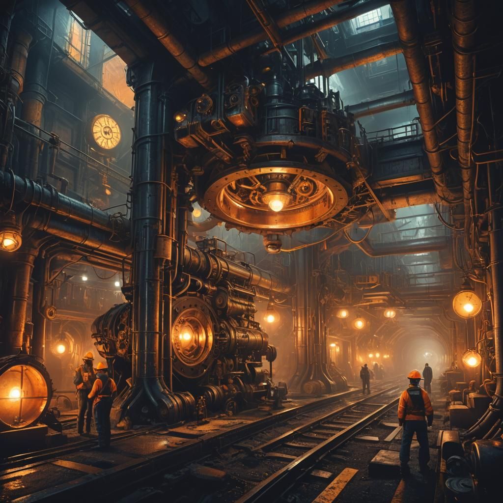 Steampunk Workers Construct Tunnel in New York