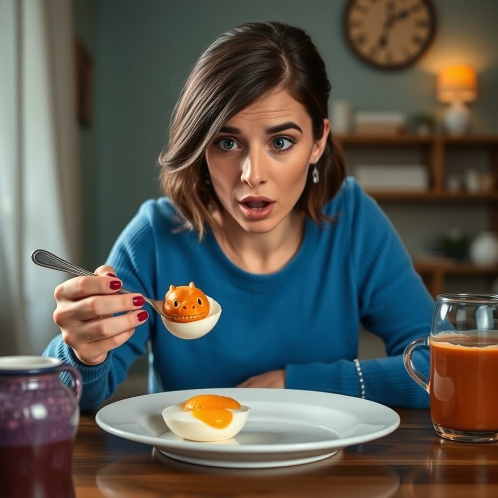 Surprise Dragon Hatching From Breakfast Egg