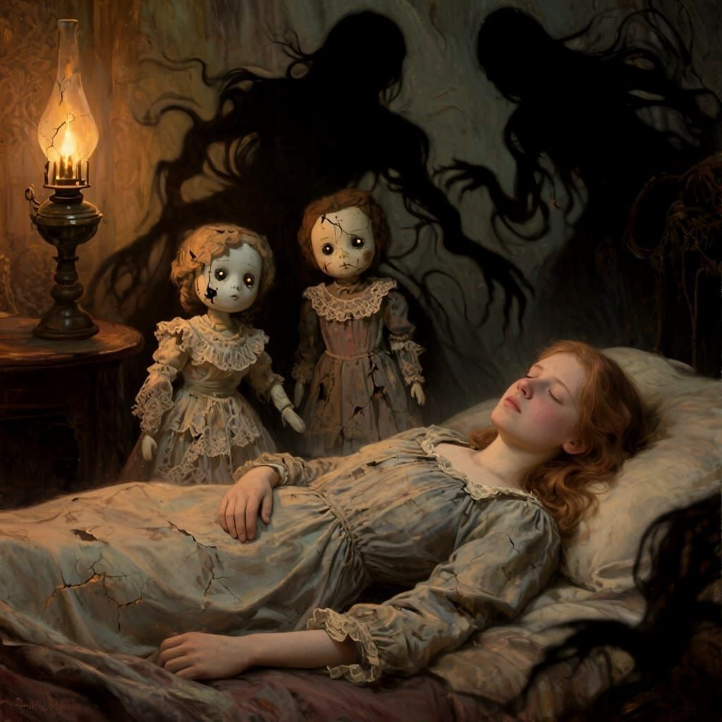 Gothic Victorian Dream with Antique Dolls