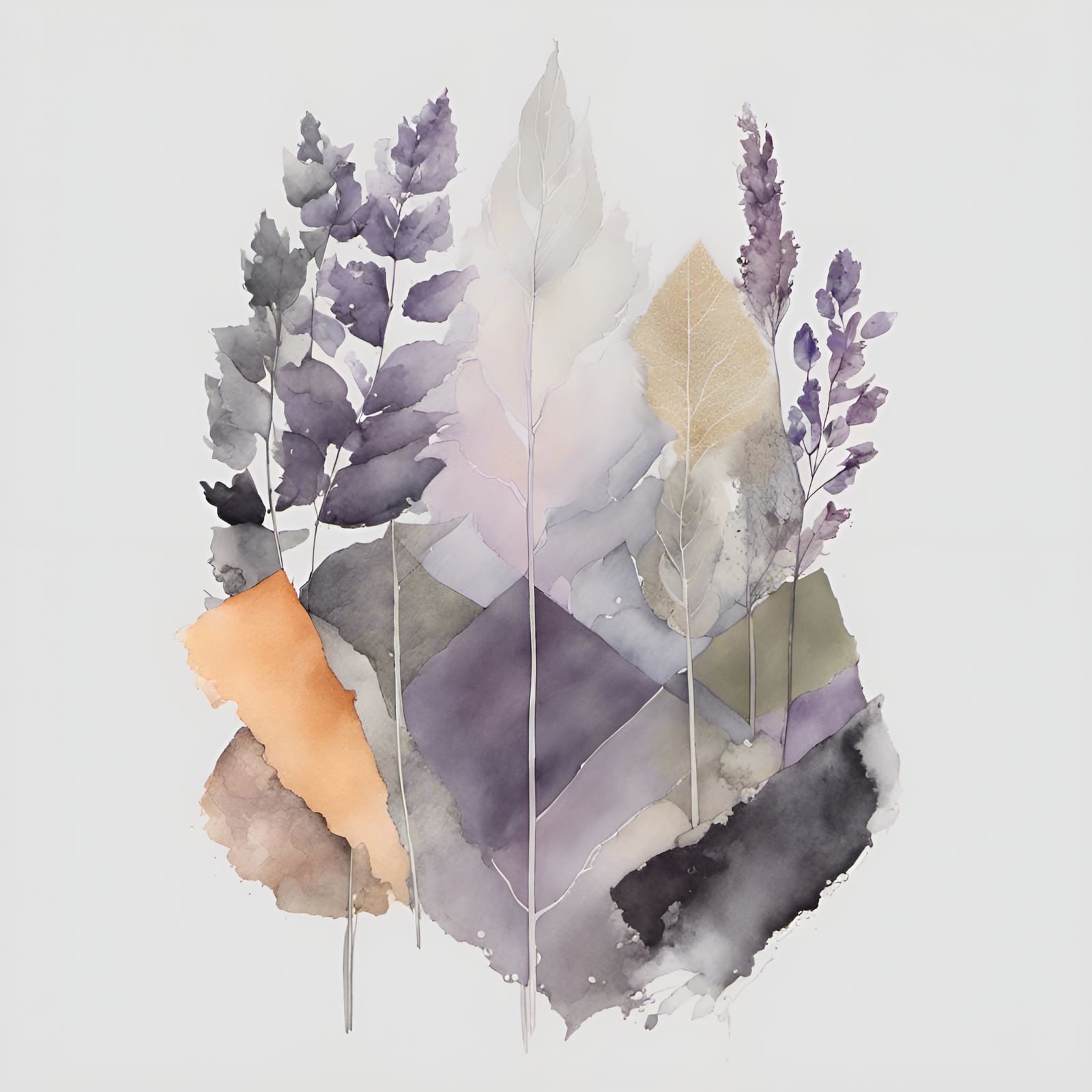 Layered Abstract Watercolor with Graphite and Pastel Colors