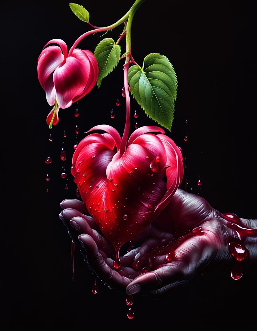 Luminous Palm Holding Bleeding Heart Digital Art