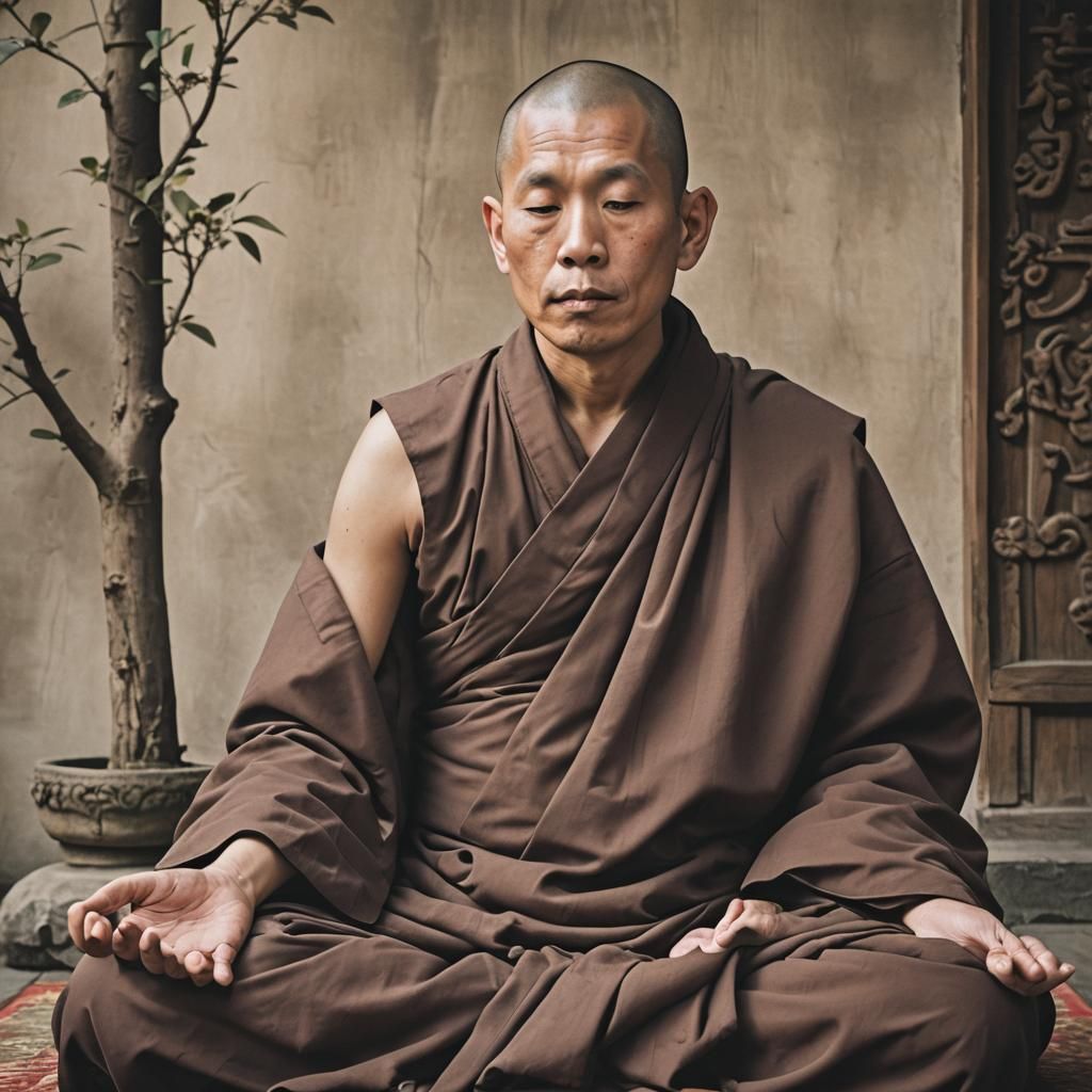 Image a wise monk meditating.