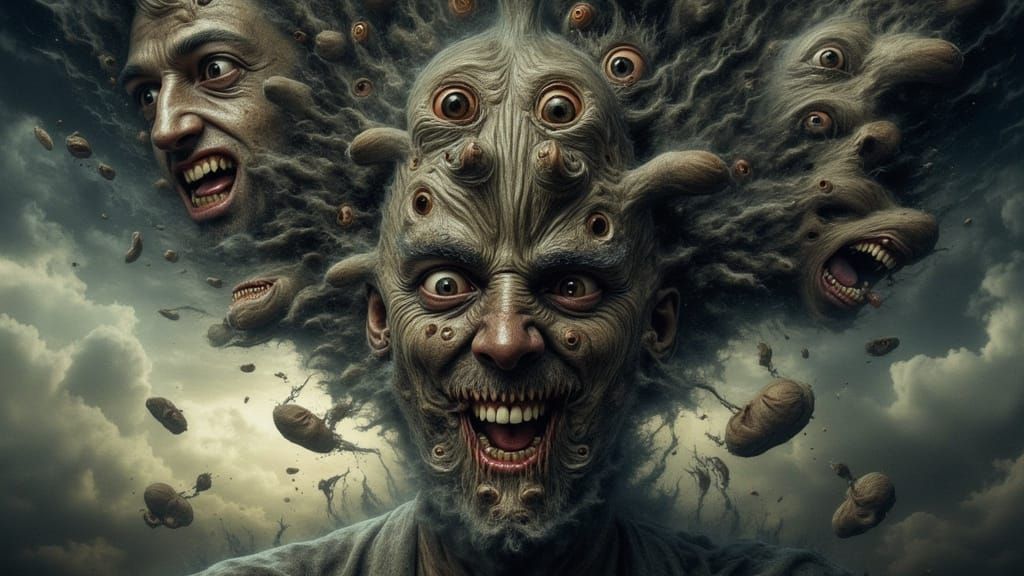 Fractal Faced Man in Unsettling Mindscape