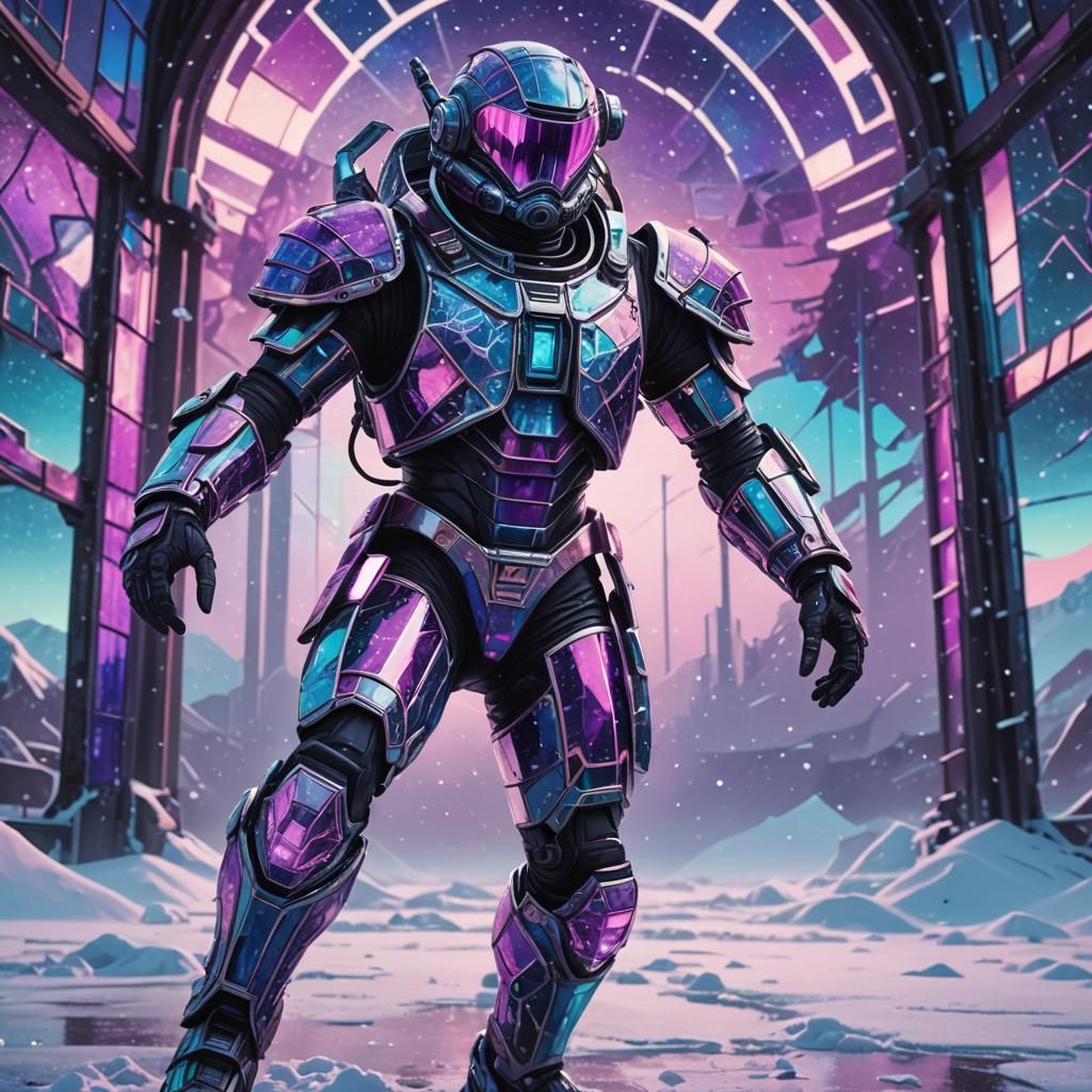 Biomechanical Astronaut Ballet in Synthwave Wasteland