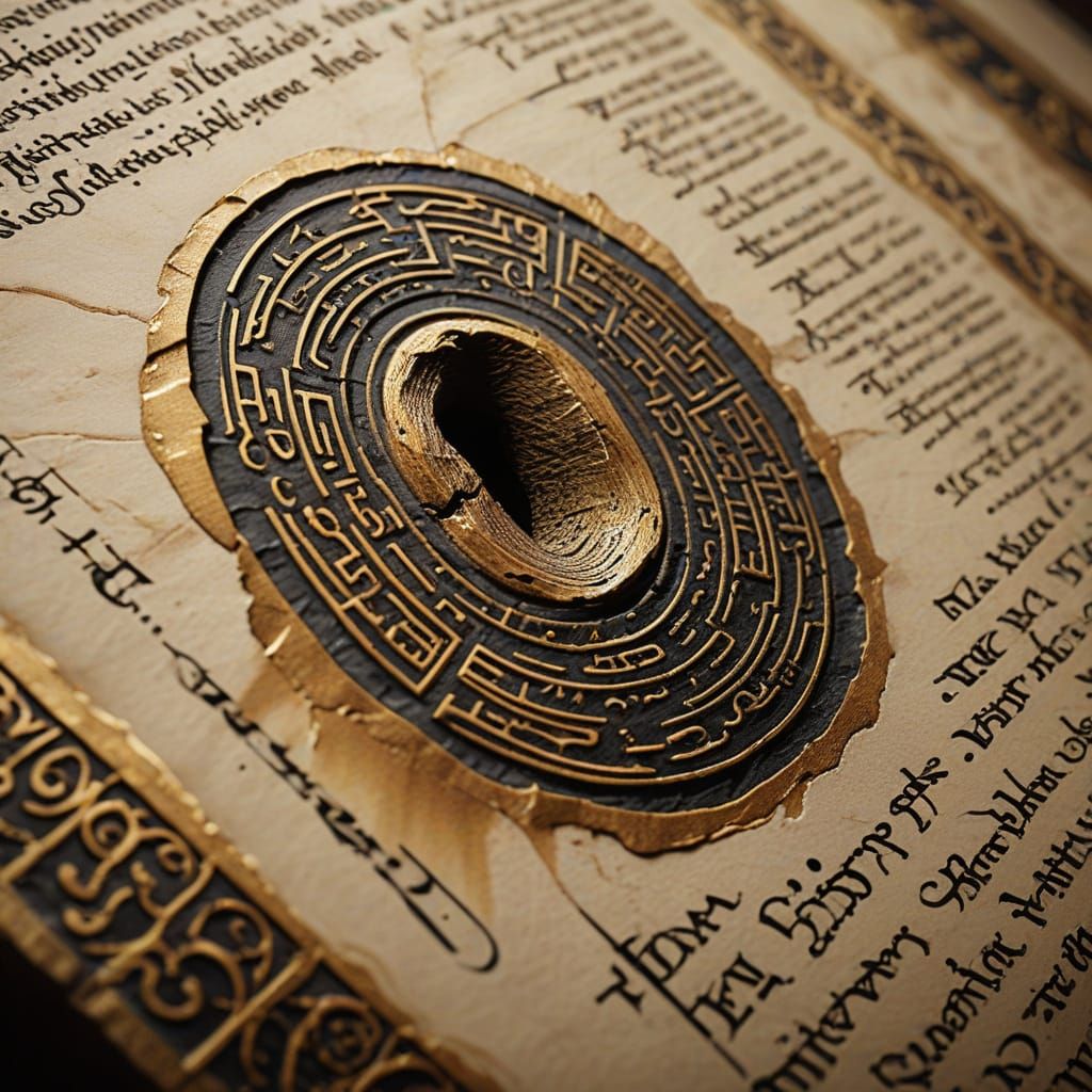 Intricate Linework Illustration on Ancient Papyrus