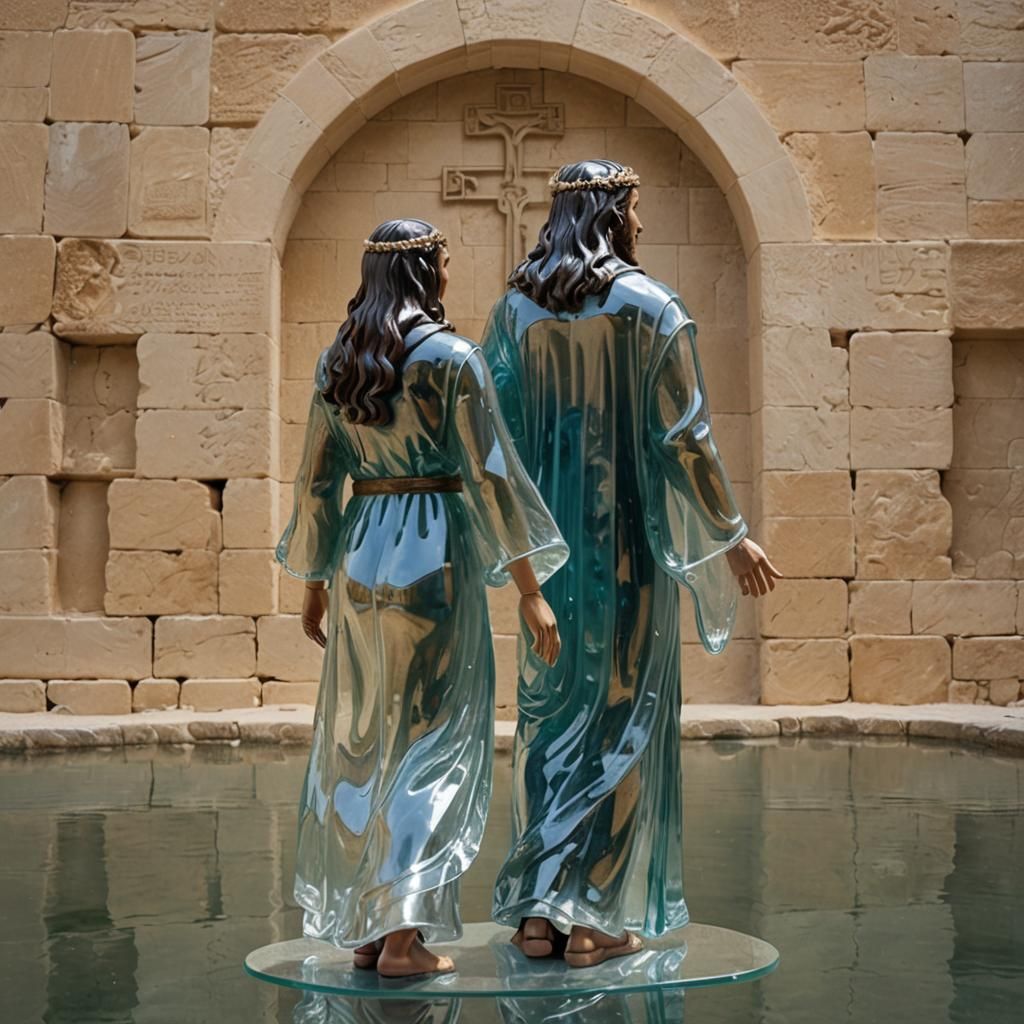 Glass Sculpture: Jesus and Hebrew Woman