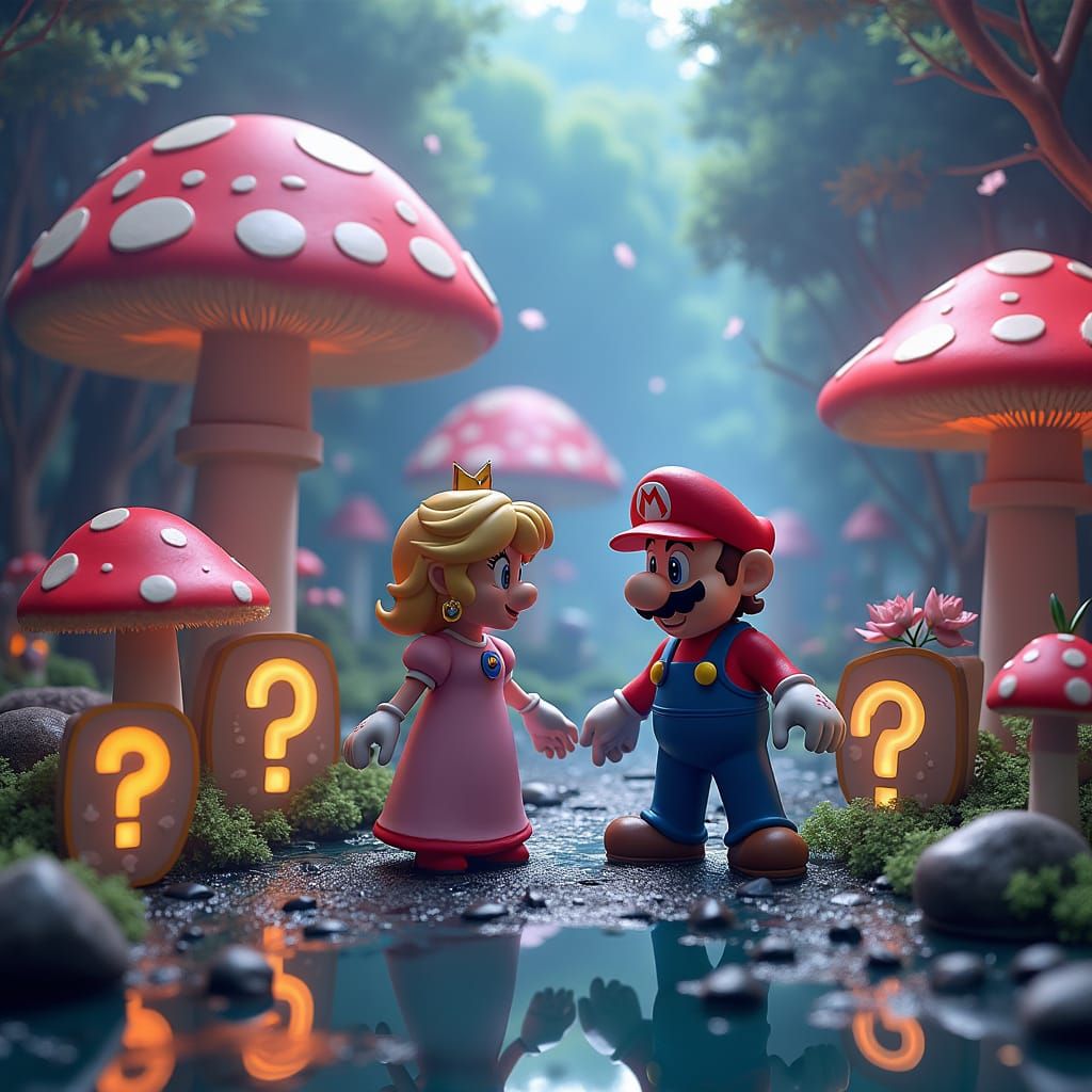 Mario Bros in a Dreamy Surreal Landscape