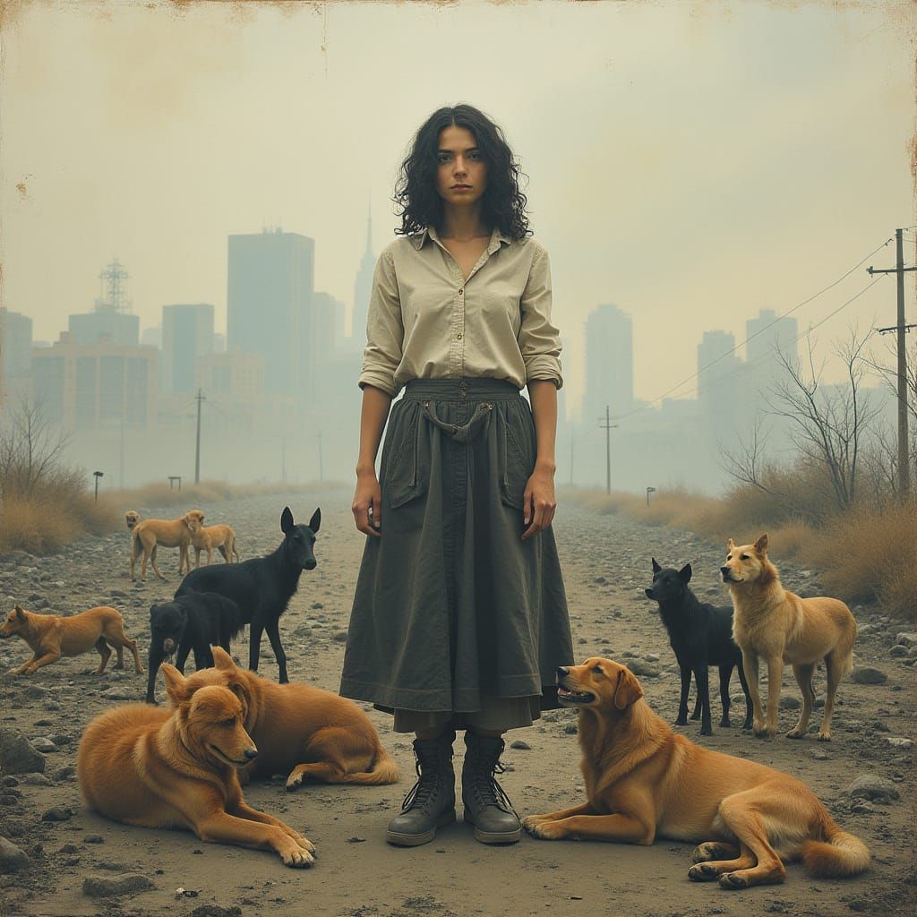 Climate Change Awareness Art Piece: Stray Animals in a Pollu...