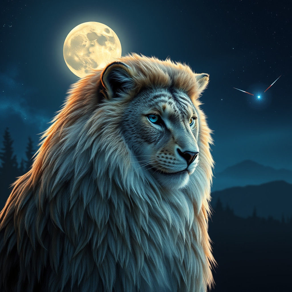 Ethereal Wolf with Cosmic Eyes and Dream Landscape