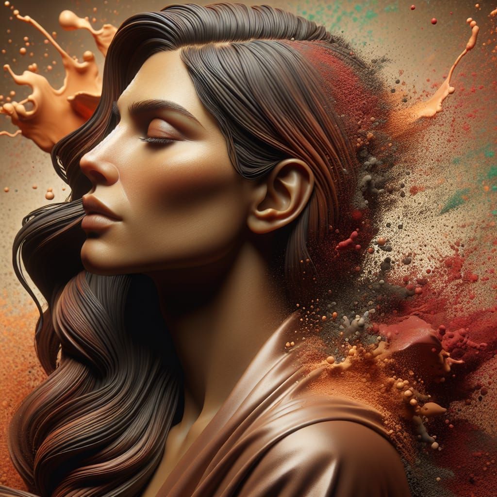 Hyperrealistic Sculpture of Woman in Earth Tones