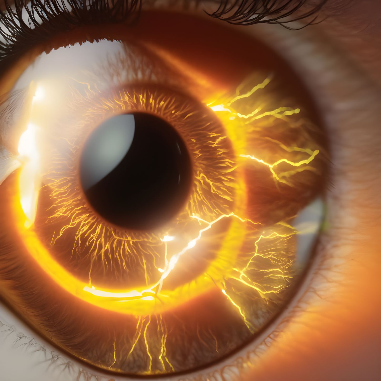 Eye with Electro Lighting Bolts: Photorealistic Close-Up