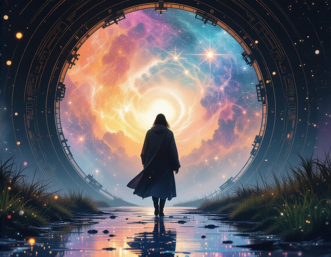 Astral Reality: Holographic Cosmic Illustration