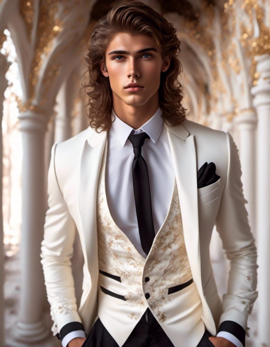 Portrait of a Handsome Teenage Boy in Tuxedo