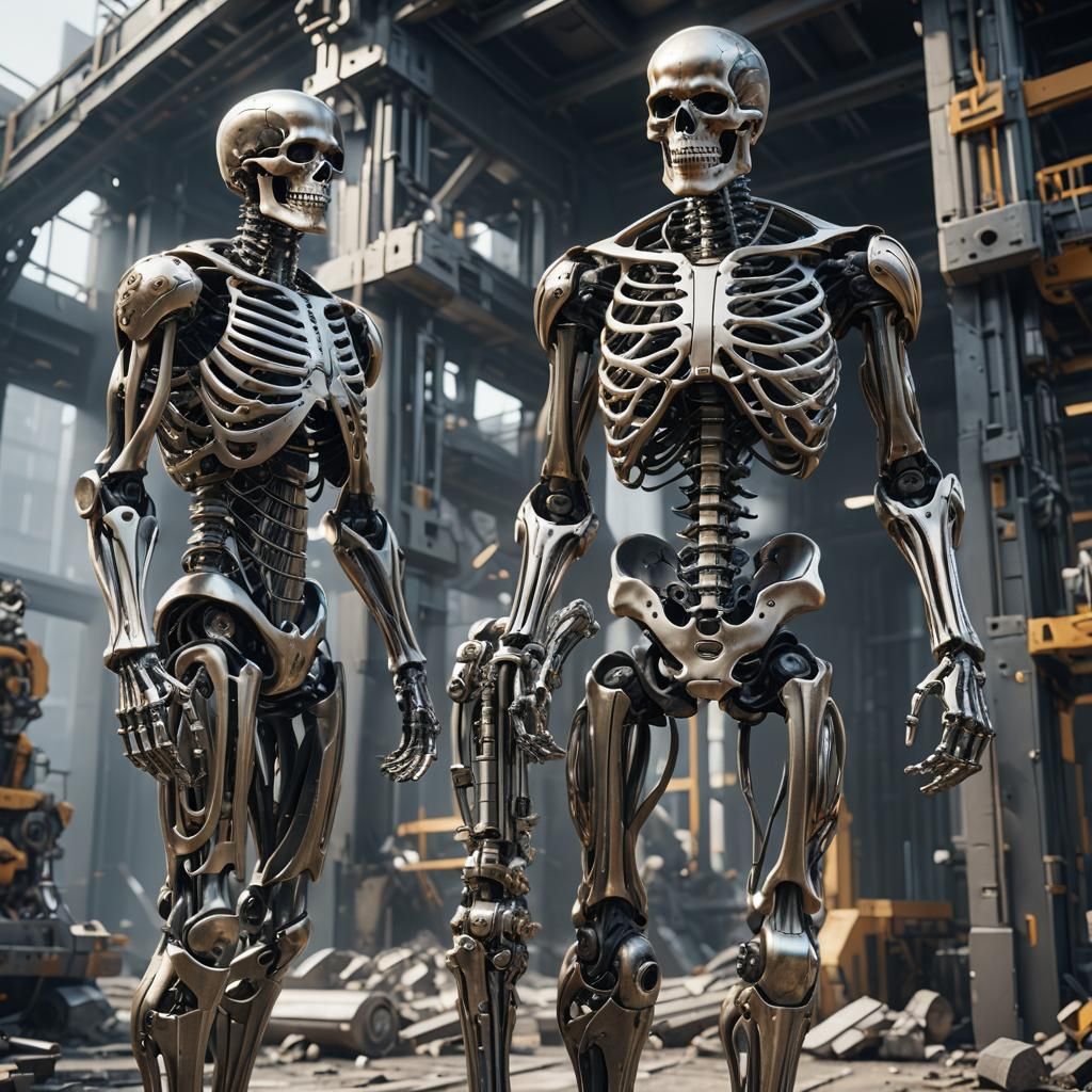 Anatomical Study: Skeleton, Muscle, and Man in Sci-Fi Style