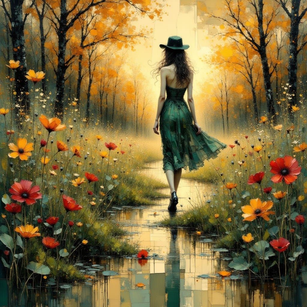 Grunge Watercolor Painting of Spring