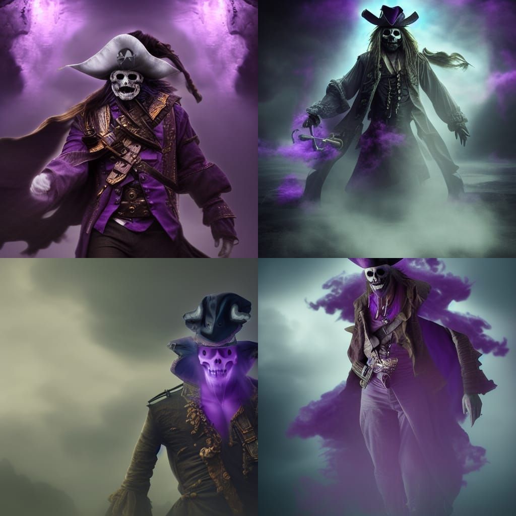 Ghost Pirate with Purple Aura: Digital Matte Painting