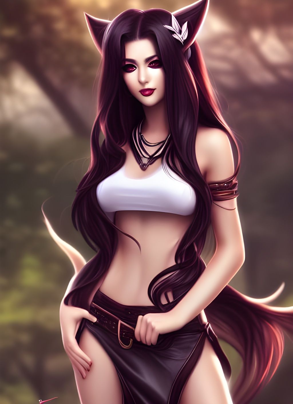 Beautiful Woman in Leather Dress Portrait