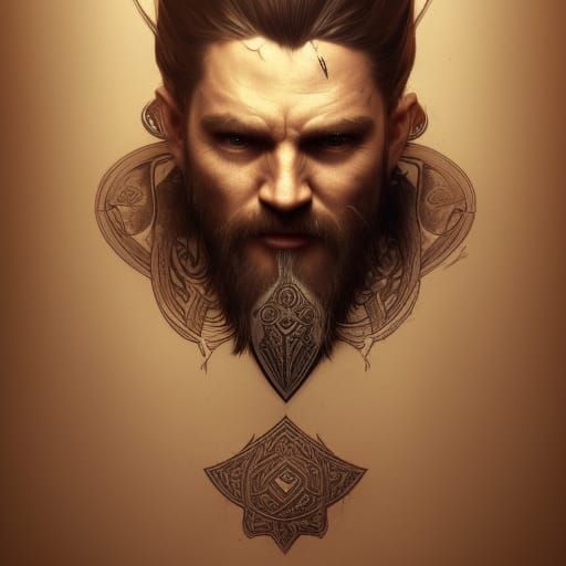 Viking Warrior Portrait in Hyperdetailed Style