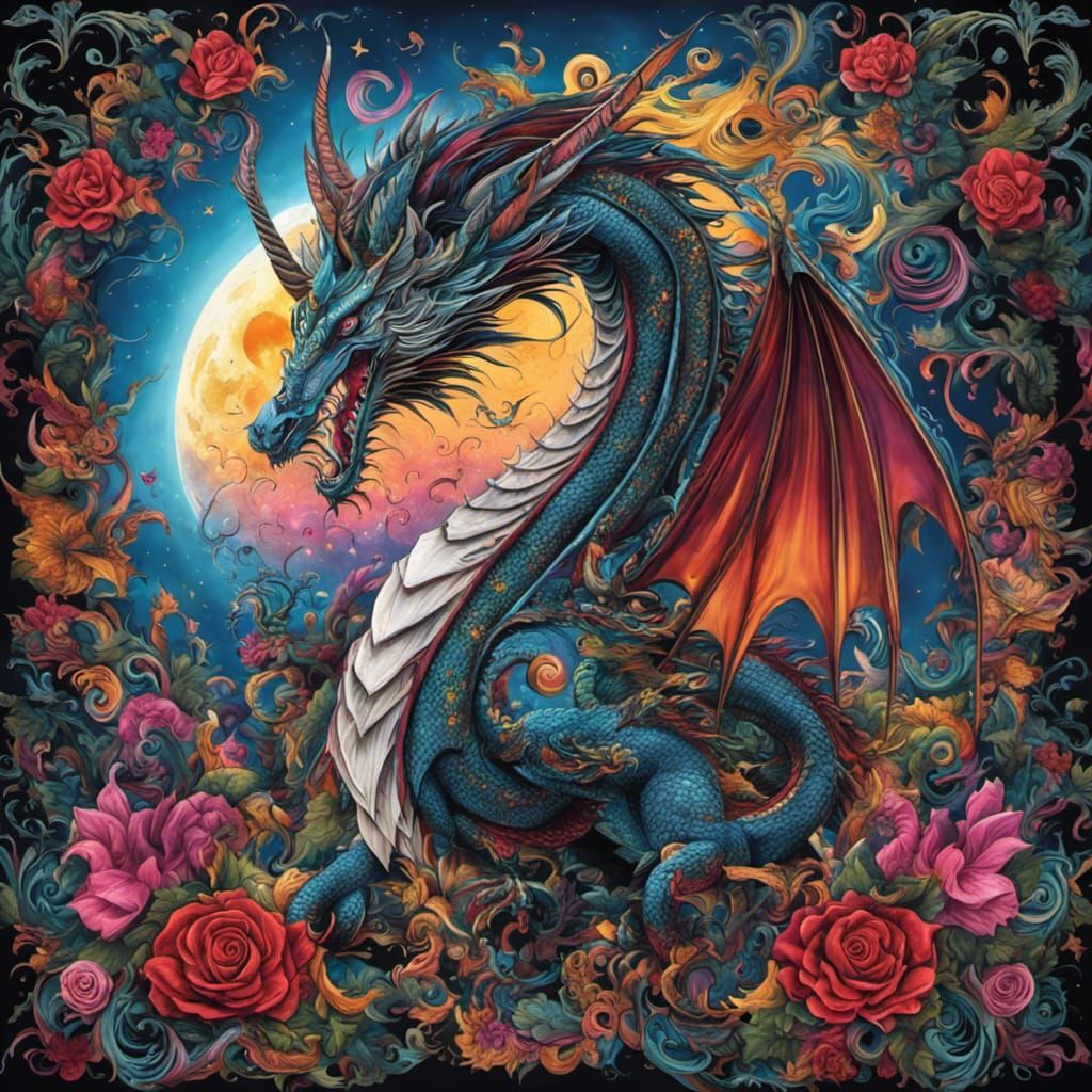 Gothic Dragon vs Unicorn in Burton Style