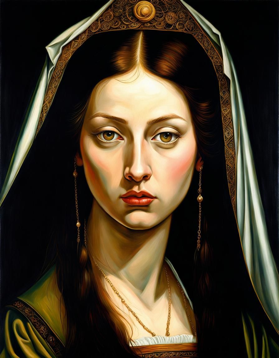 Misery Portrait as Oil Painting in 15th Century Style