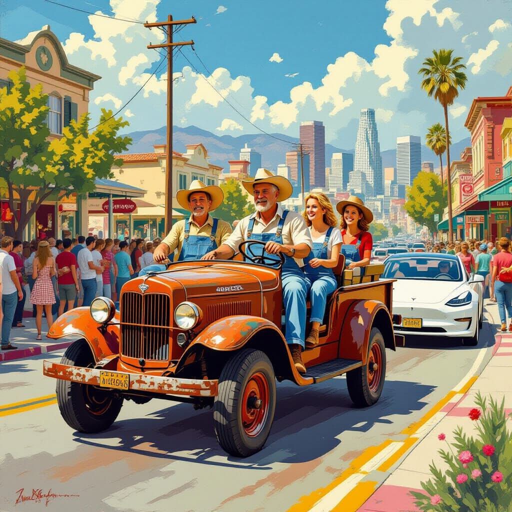 Beverly Hillbillies Meet Future LA: Rockwell Meets Syd Mead