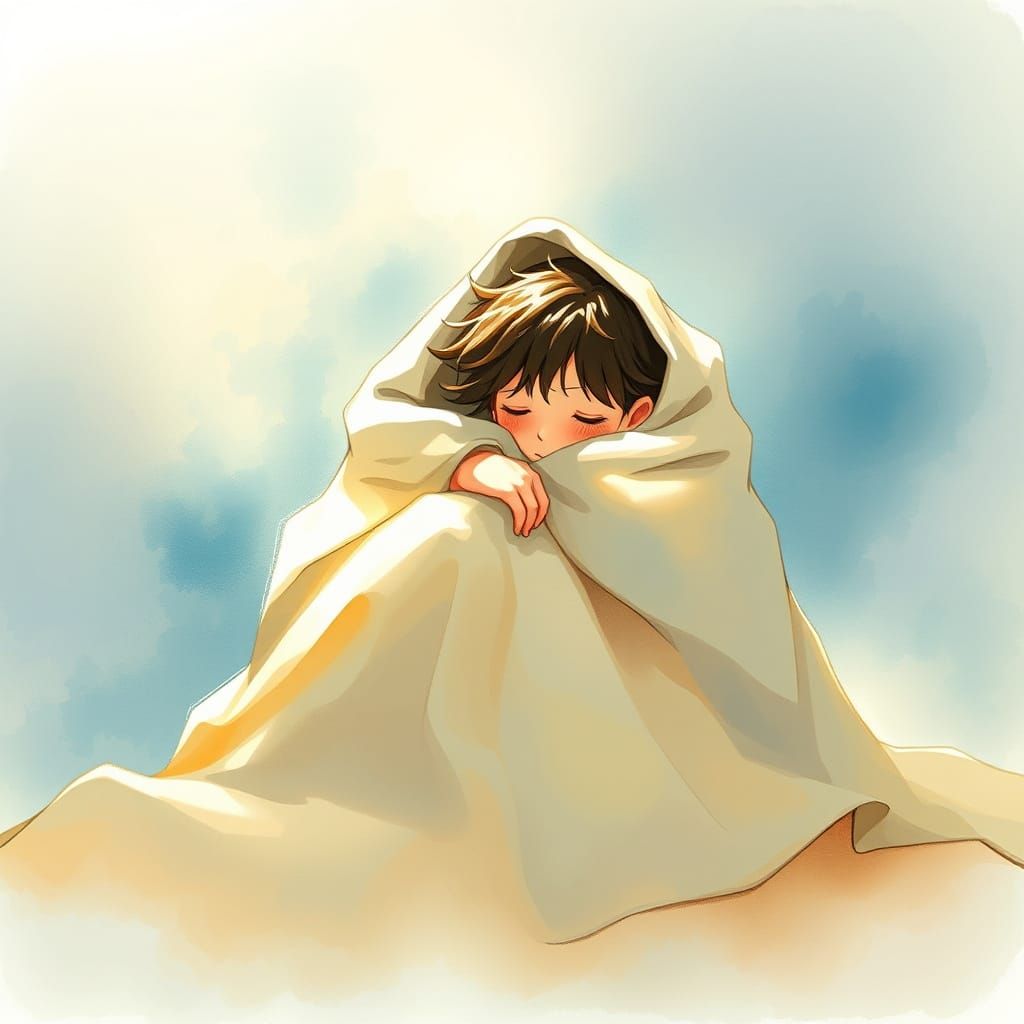 Cozy Embrace in Watercolor Illustration Style