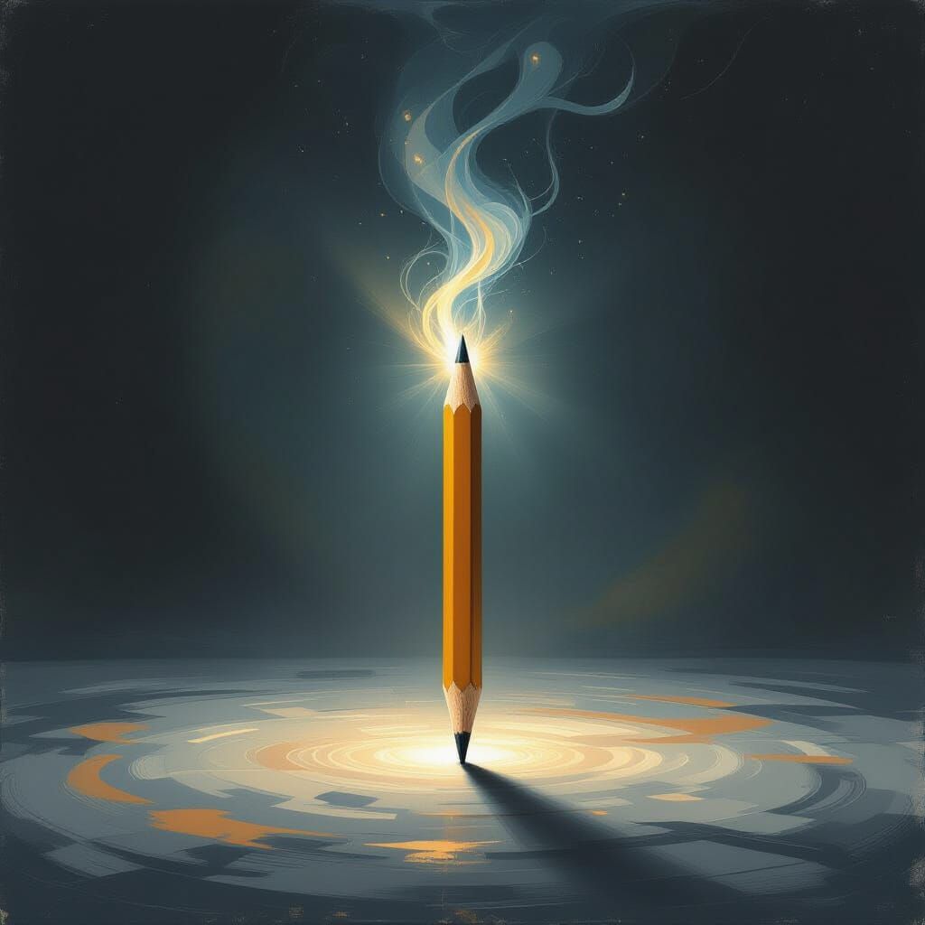 Ethereal Pencil on Canvas: Surreal Art of Creation