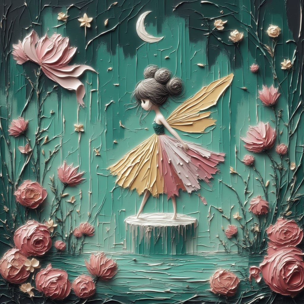 Moonfairy on Soap Bubble in Candyland-Inspired Scene