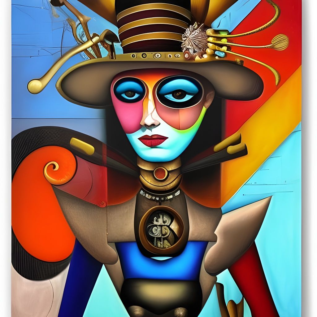 Steampunk Harlequin Surreal Portrait with Jeweled Eyes