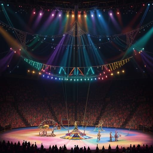 Fantasy Circus Performers in Vibrant Oil Painting