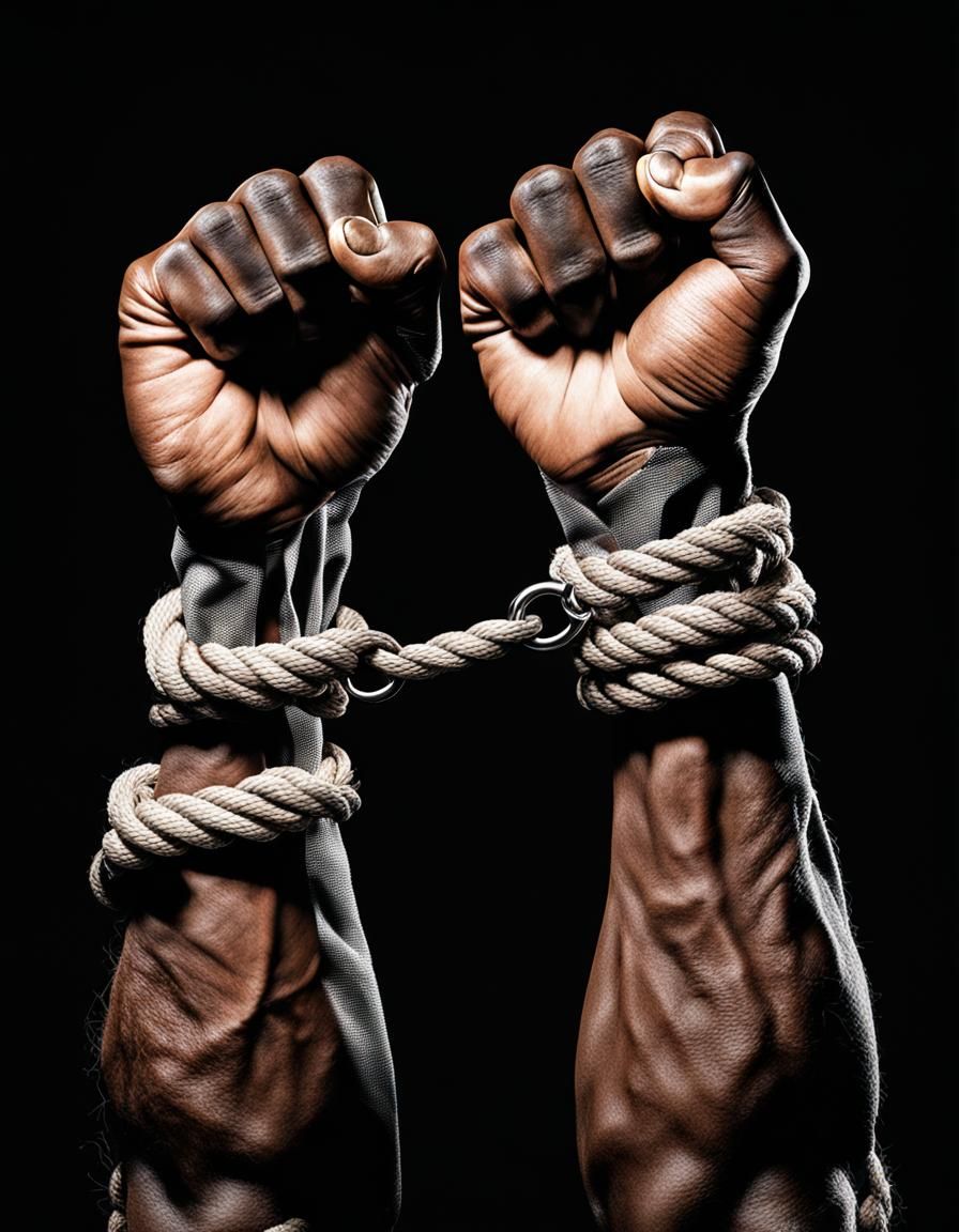 Powerful Arm in Defiance: Hyperrealistic Portrait