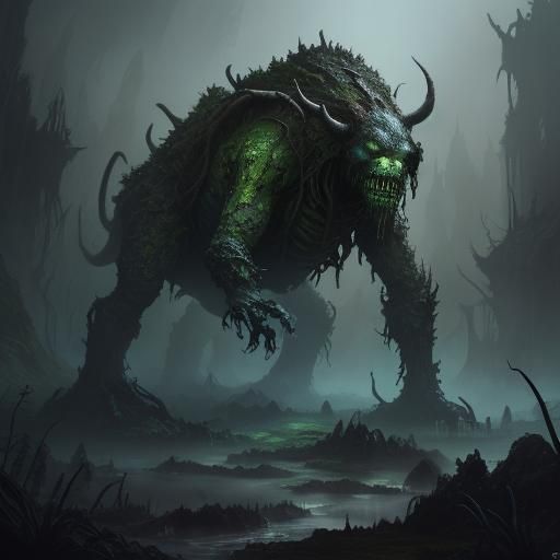 Eerily Atmospheric Dampcrawler in Dark Fantasy Art