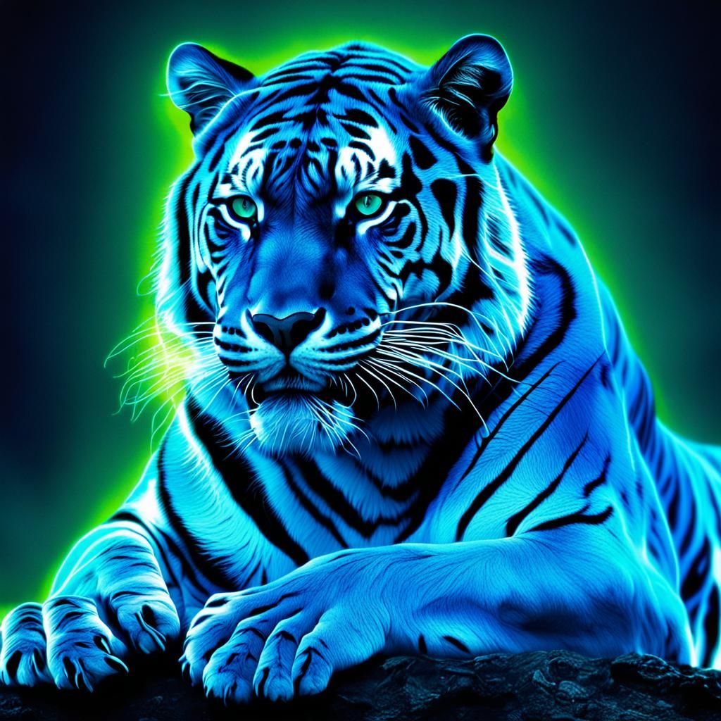 Neon X-Ray Panther on Hand: Digital Matte Painting